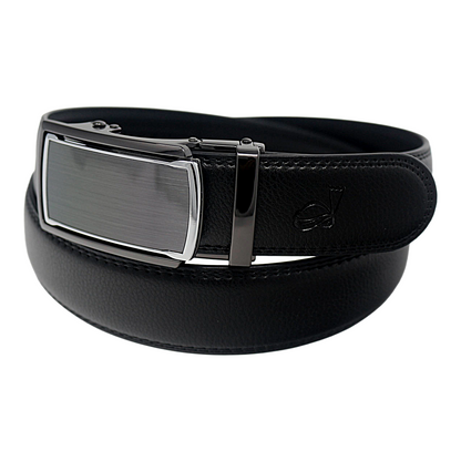 QHA Mens 35mm Ratchet Leather Belt, Diagonal Carbon Fiber Effect - QHA UK