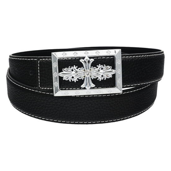 QHA Womens 32mm Leather Belt, Ornate Cross Crystal Buckle Q80 - QHA UK
