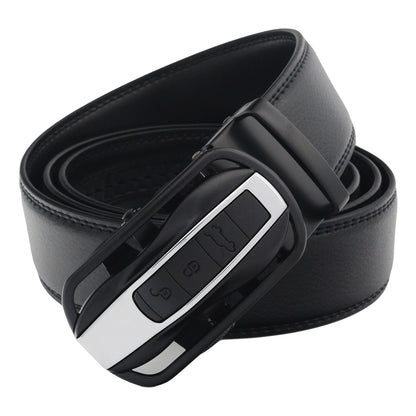 Mens Ratchet Belt Car Key Buckle Split Leather Automatic No Holes - QHA UK