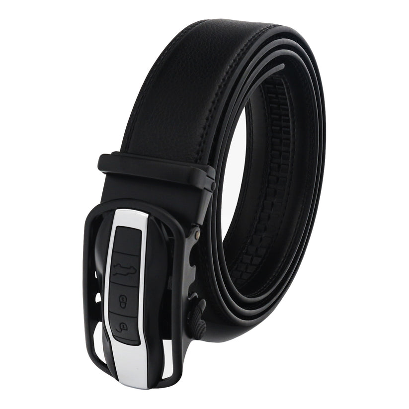 Mens Ratchet Belt Car Key Buckle Split Leather Automatic No Holes - QHA UK