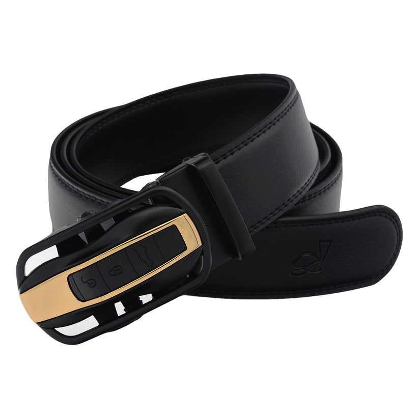 Mens Ratchet Belt Car Key Buckle Split Leather Automatic No Holes - QHA UK