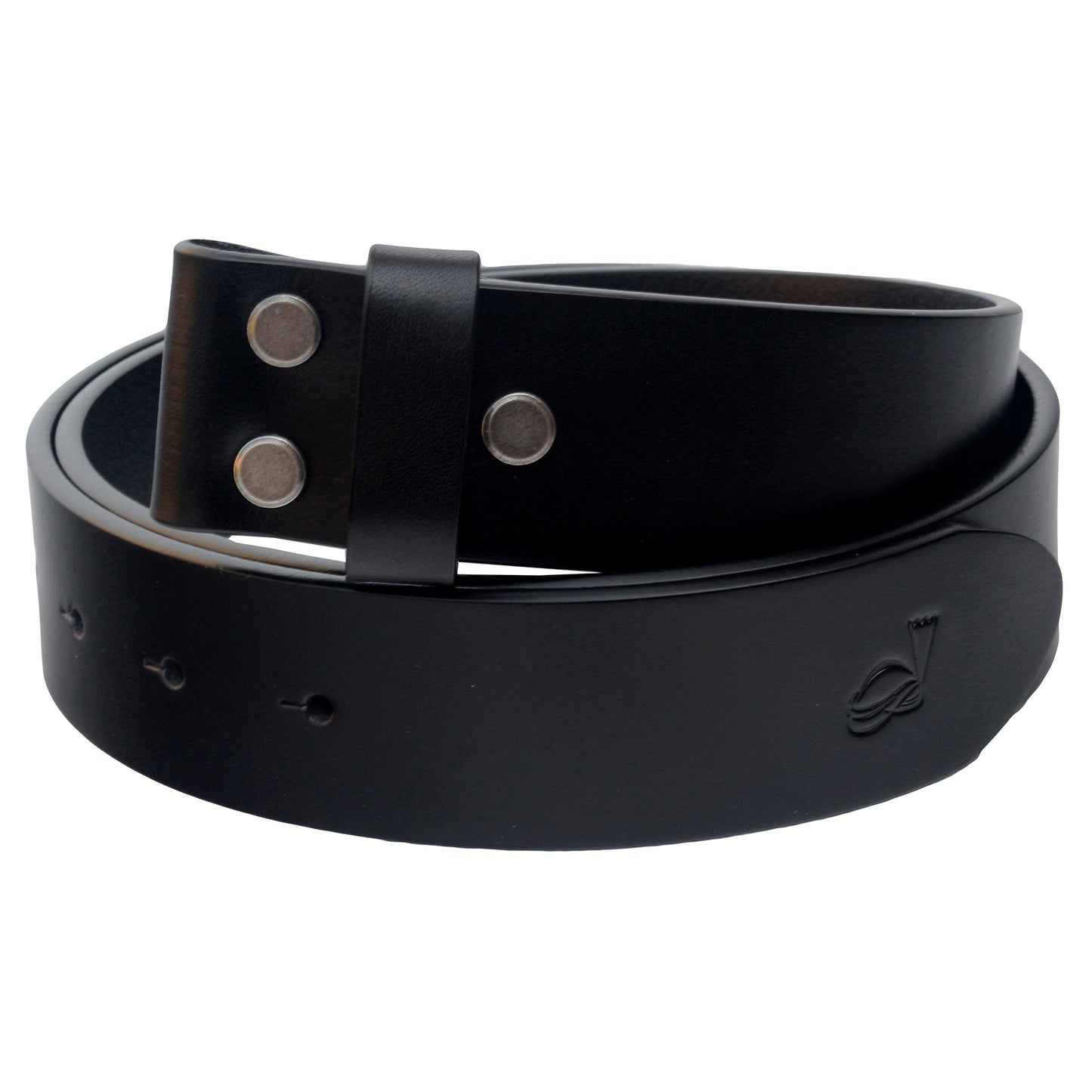 Mens Black 38mm Top Grain Leather Belt Strap Snap On Replacement - QHA UK