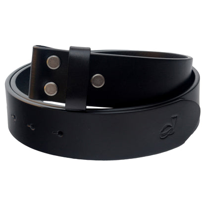 Mens Black 38mm Top Grain Leather Belt Strap Snap On Replacement - QHA UK