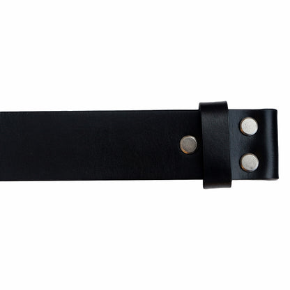 Mens Black 38mm Top Grain Leather Belt Strap Snap On Replacement - QHA UK