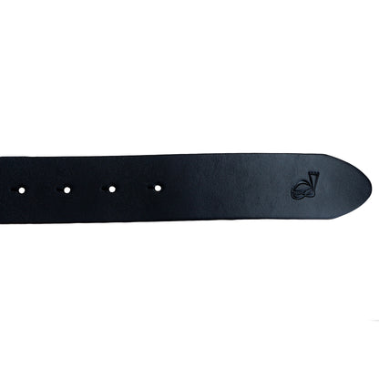 Mens Black 38mm Top Grain Leather Belt Strap Snap On Replacement - QHA UK