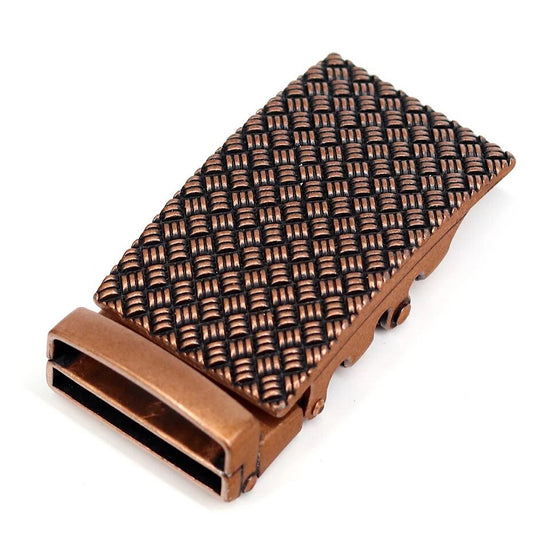 QHA Mens Automatic Belt Buckle, Antique Gold Rectangle - Buckle Detail - QHA UK