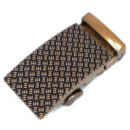 QHA Mens Automatic Belt Buckle, Antique Gold Rectangle - Buckle Detail - QHA UK