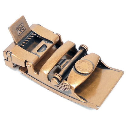 QHA Mens Automatic Belt Buckle, Antique Gold Rectangle - Buckle Detail - QHA UK