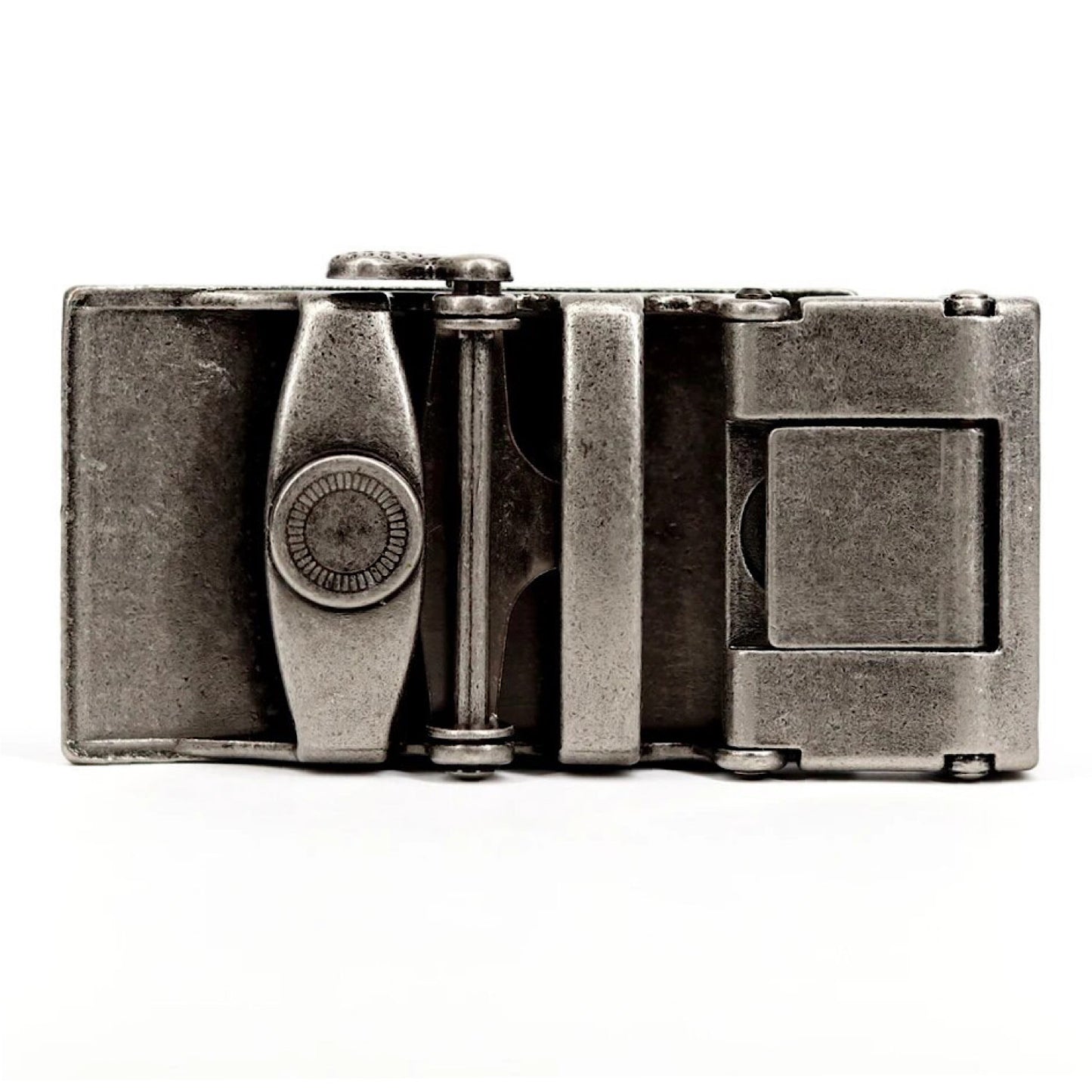 QHA Mens Automatic Belt Buckle, Antique Silver Rectangle - QHA UK