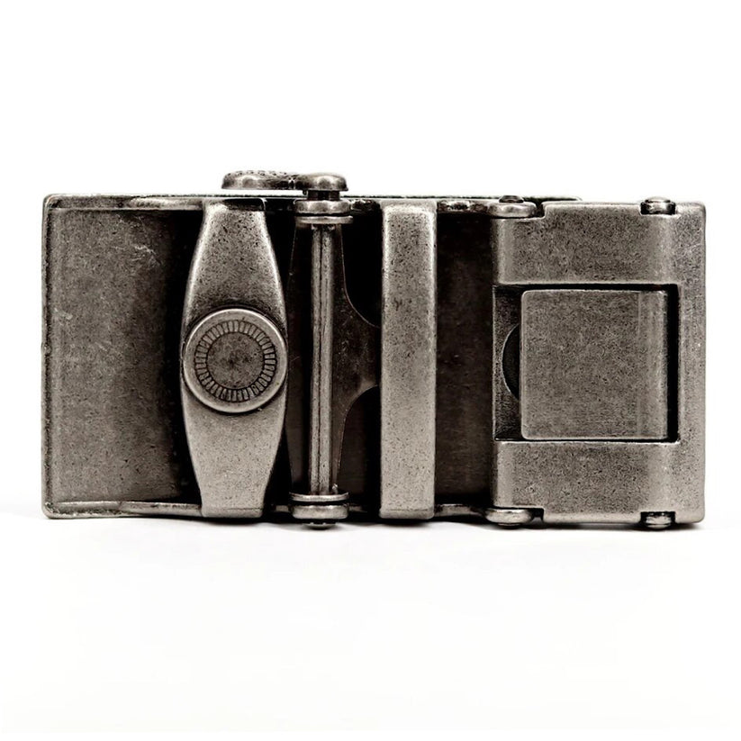 QHA Mens Automatic Belt Buckle, Antique Silver Rectangle - QHA UK