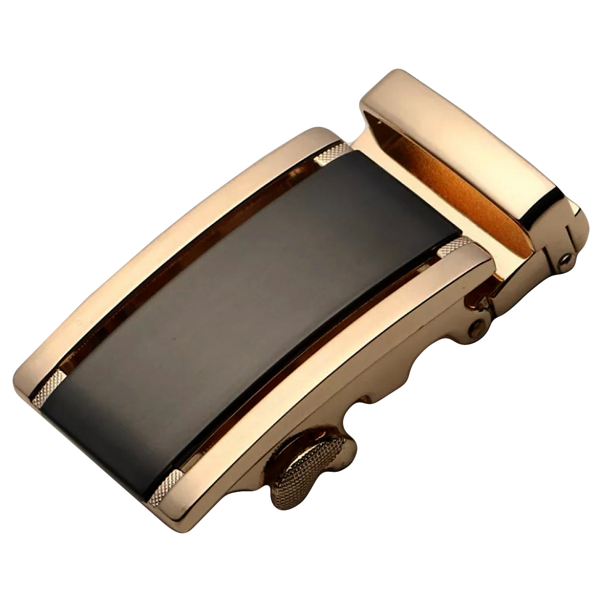QHA Mens Automatic Sliding Belt Buckle Gold Black 35mm Ratchet - QHA UK