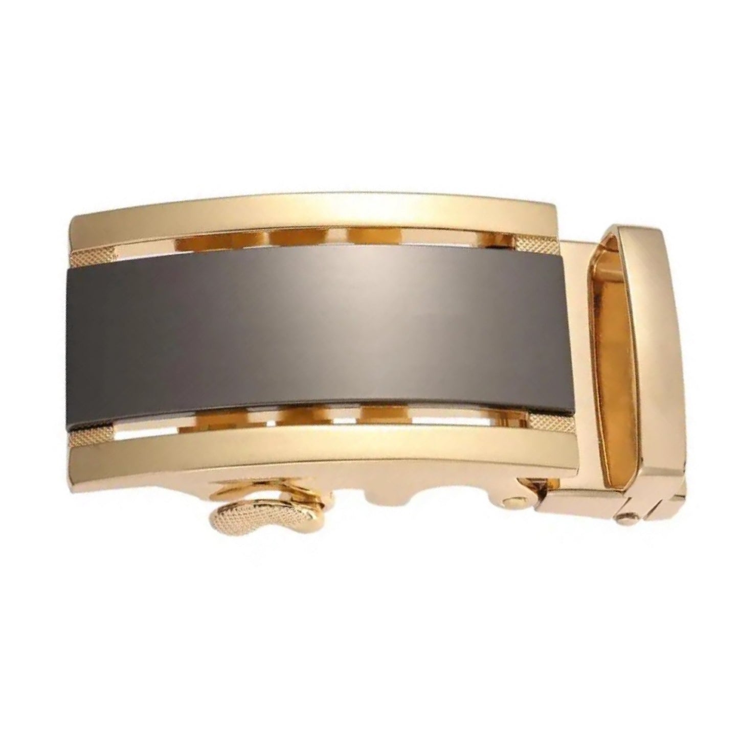 QHA Mens Automatic Sliding Belt Buckle Gold Black 35mm Ratchet - QHA UK