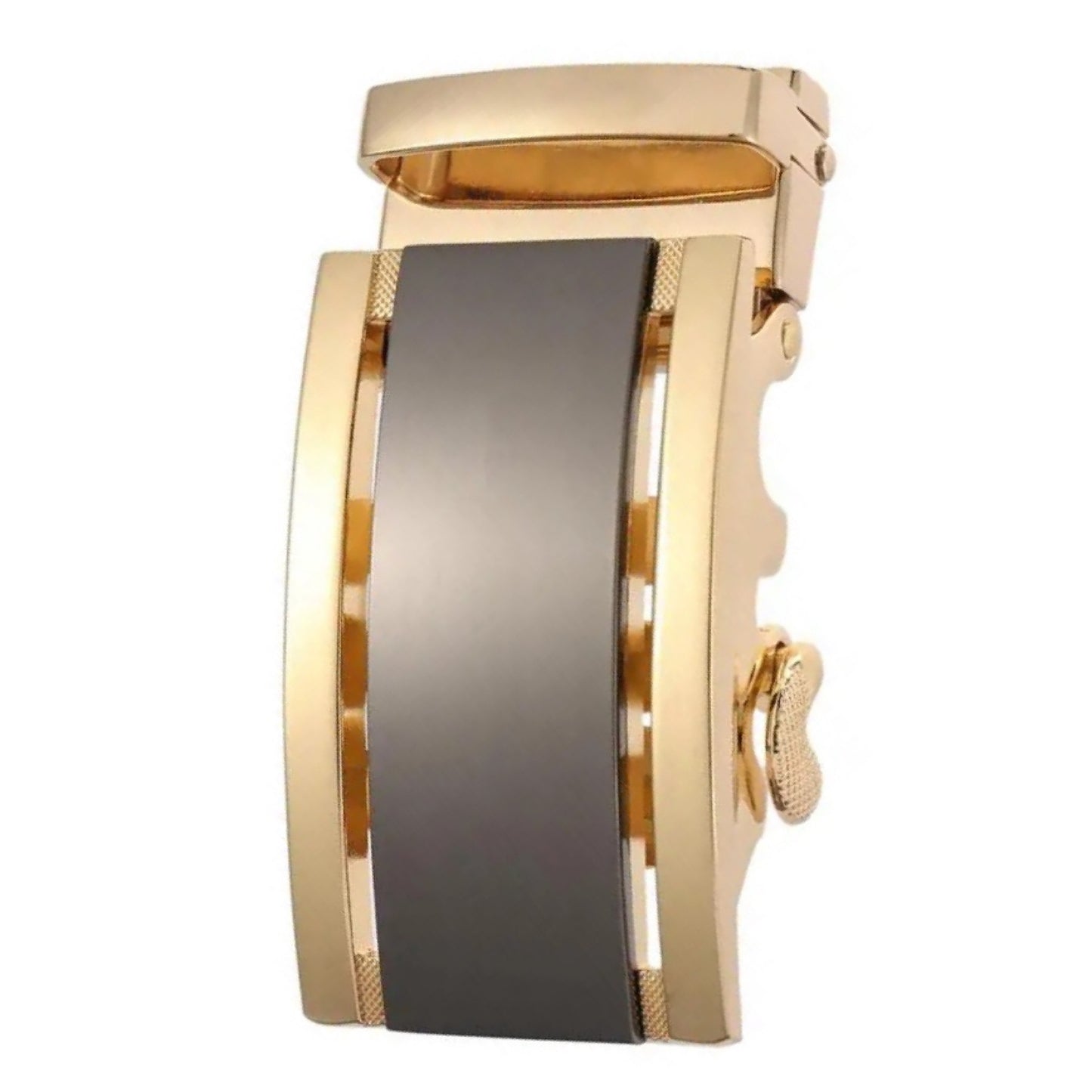 QHA Mens Automatic Sliding Belt Buckle Gold Black 35mm Ratchet - QHA UK