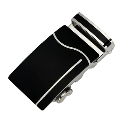QHA Mens Automatic Sliding Belt Buckle Black Silver for 35mm - QHA UK