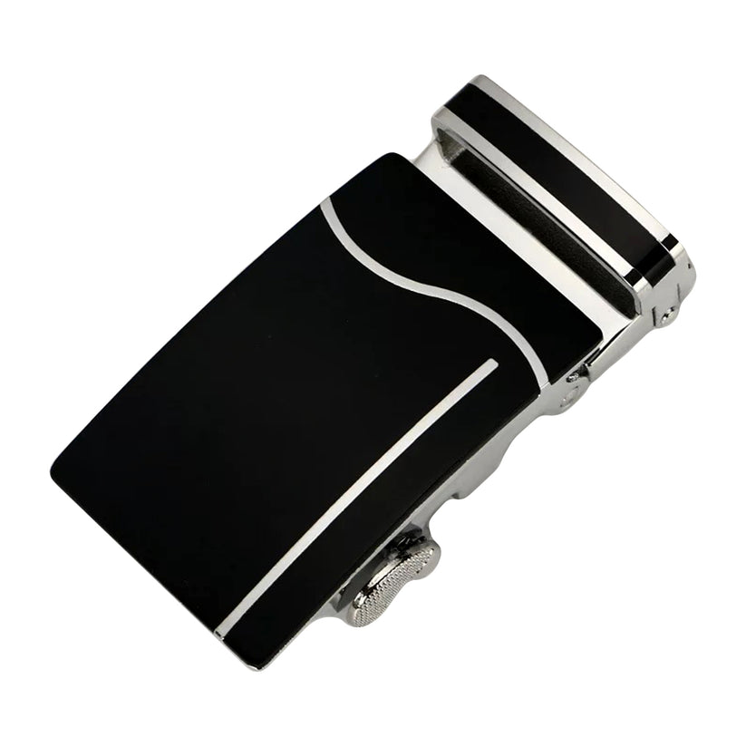 QHA Mens Automatic Sliding Belt Buckle Black Silver for 35mm - QHA UK