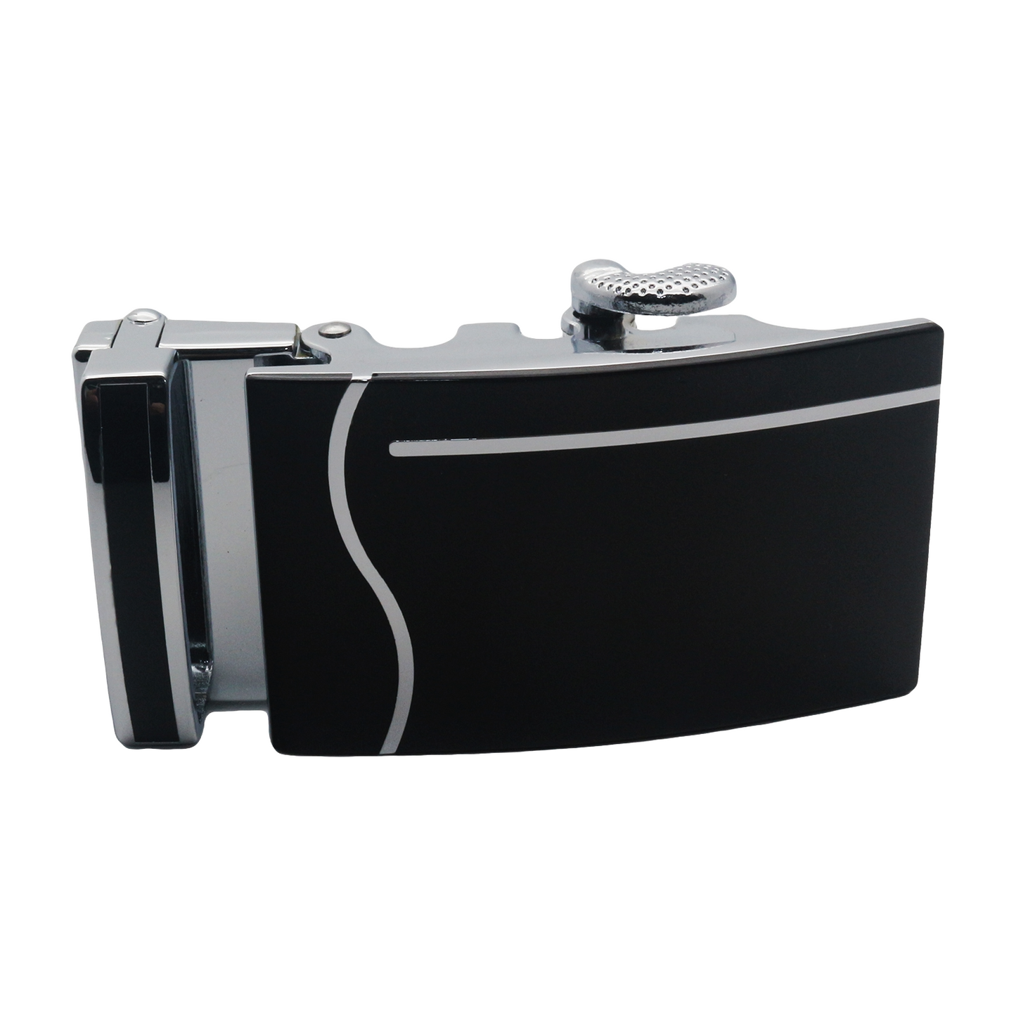 QHA Mens Automatic Sliding Belt Buckle Black Silver for 35mm - QHA UK