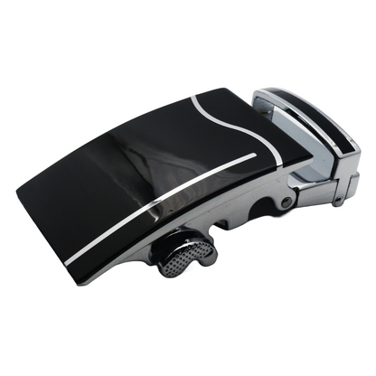 QHA Mens Automatic Sliding Belt Buckle Black Silver for 35mm - QHA UK