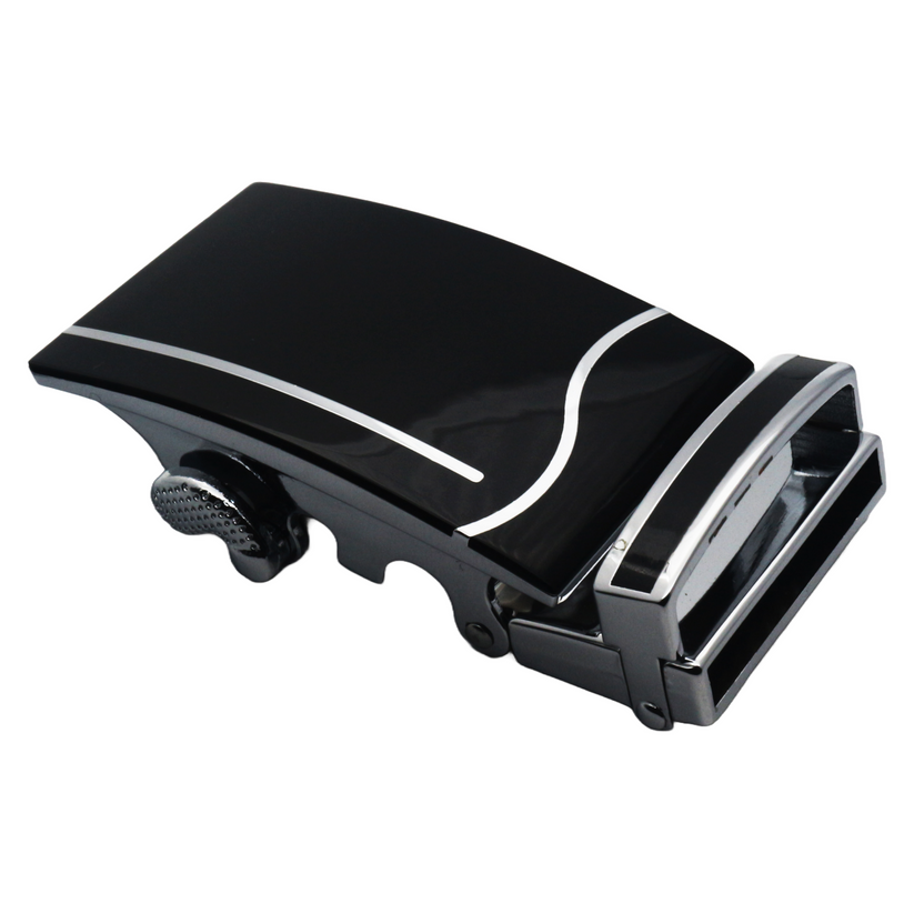 QHA Mens Automatic Sliding Belt Buckle Black Silver for 35mm - QHA UK