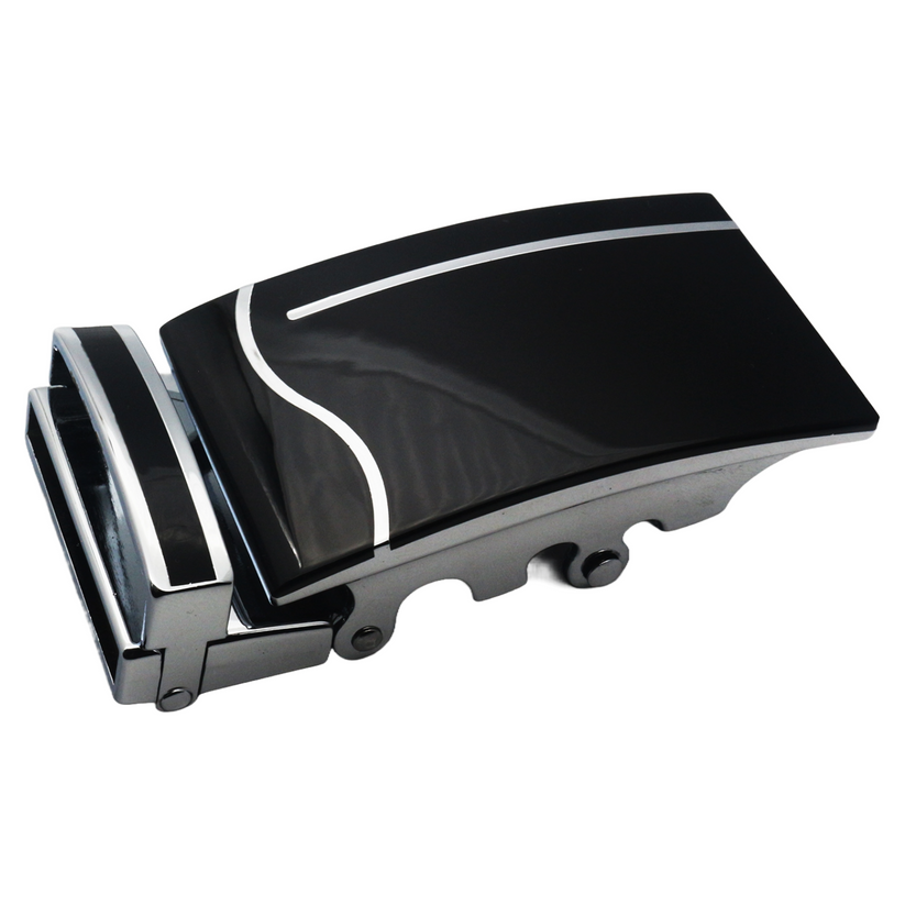 QHA Mens Automatic Sliding Belt Buckle Black Silver for 35mm - QHA UK