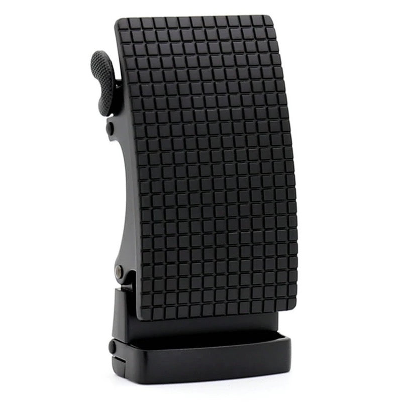 QHA Mens 35mm Automatic Belt Buckle, Black Carbon Fiber Style - QHA UK