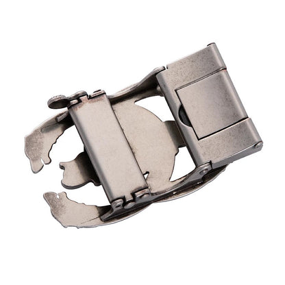QHA Mens Automatic Sliding Belt Buckle Antique Silver Wolf Design - QHA UK