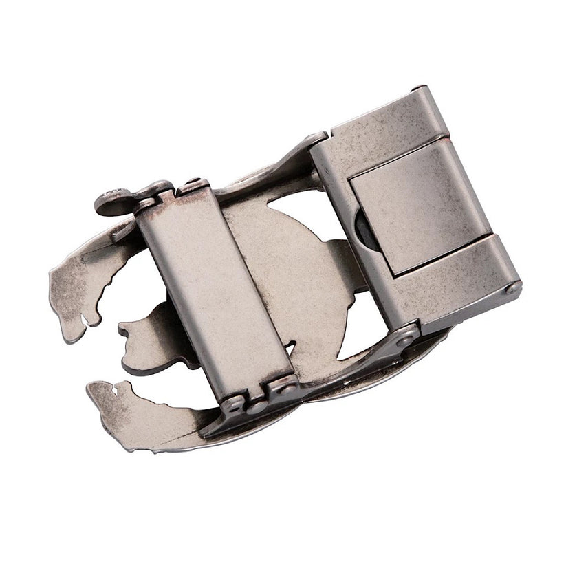 QHA Mens Automatic Sliding Belt Buckle Antique Silver Wolf Design - QHA UK
