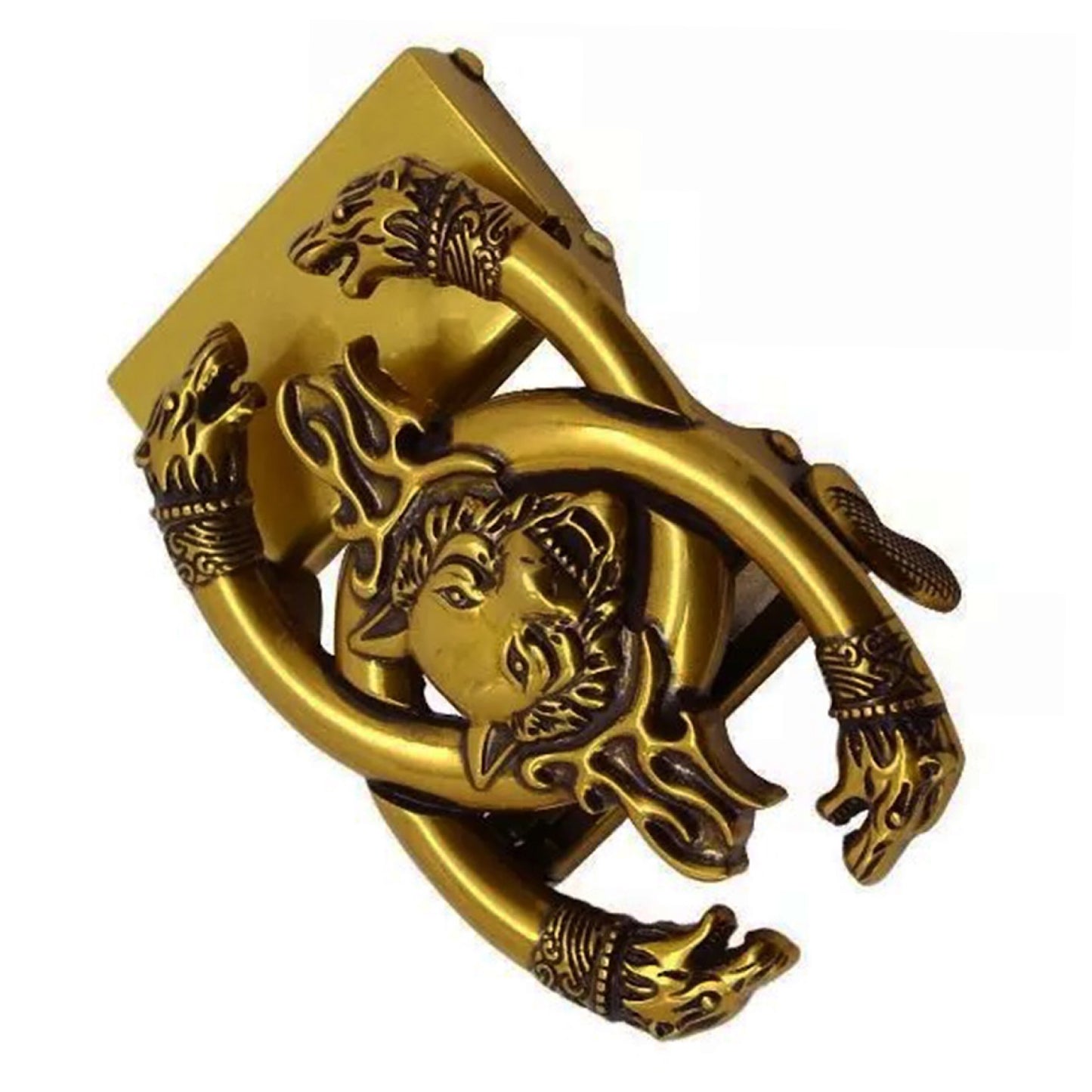 QHA Mens Automatic Sliding Belt Buckle Antique Gold Wolf Design - QHA UK
