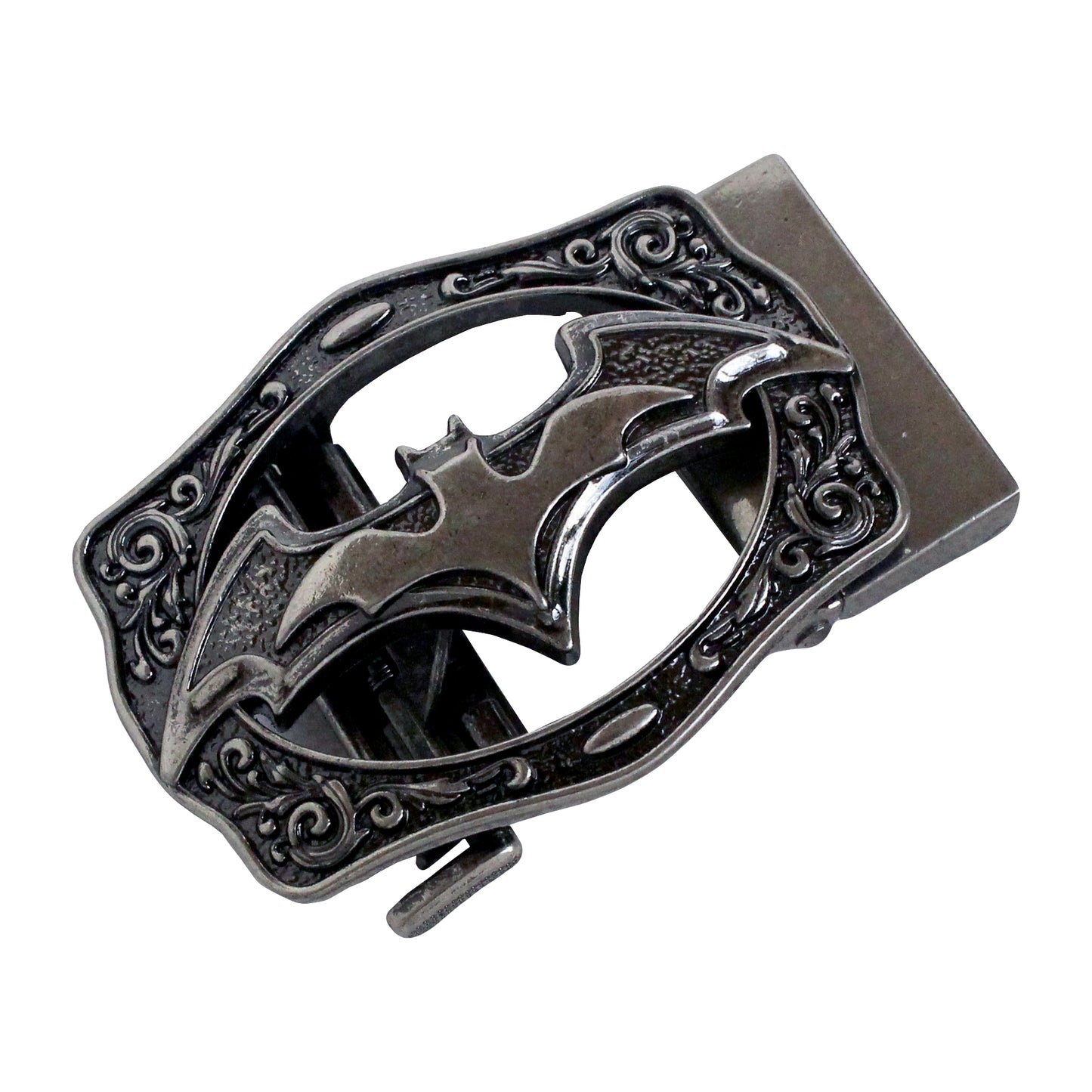 QHA Mens Automatic Sliding Belt Buckle Antique Silver Bat Design - QHA UK