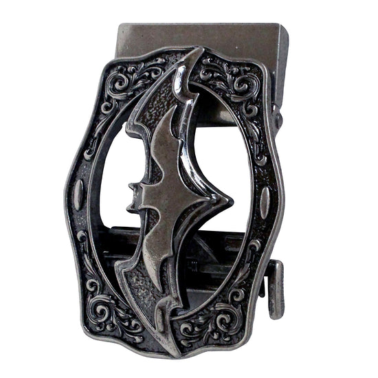 QHA Mens Automatic Sliding Belt Buckle Antique Silver Bat Design - QHA UK