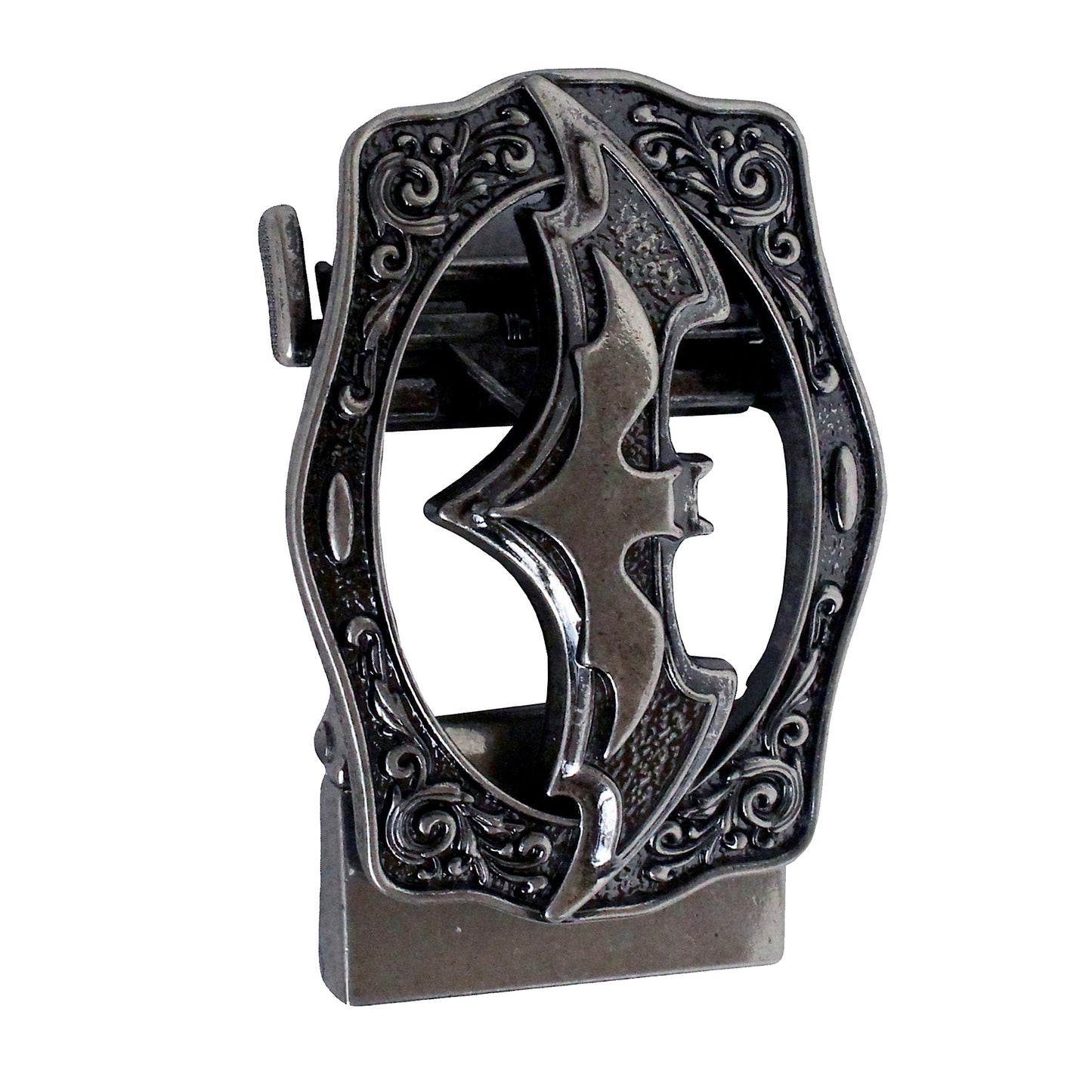 QHA Mens Automatic Sliding Belt Buckle Antique Silver Bat Design - QHA UK