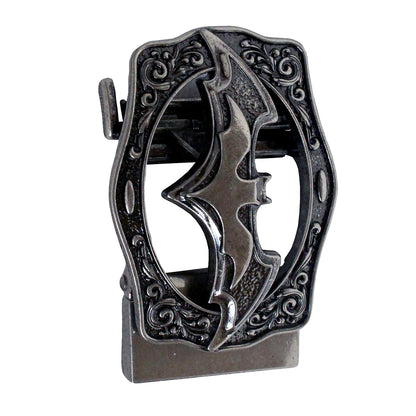 QHA Mens Automatic Sliding Belt Buckle Antique Silver Bat Design - QHA UK