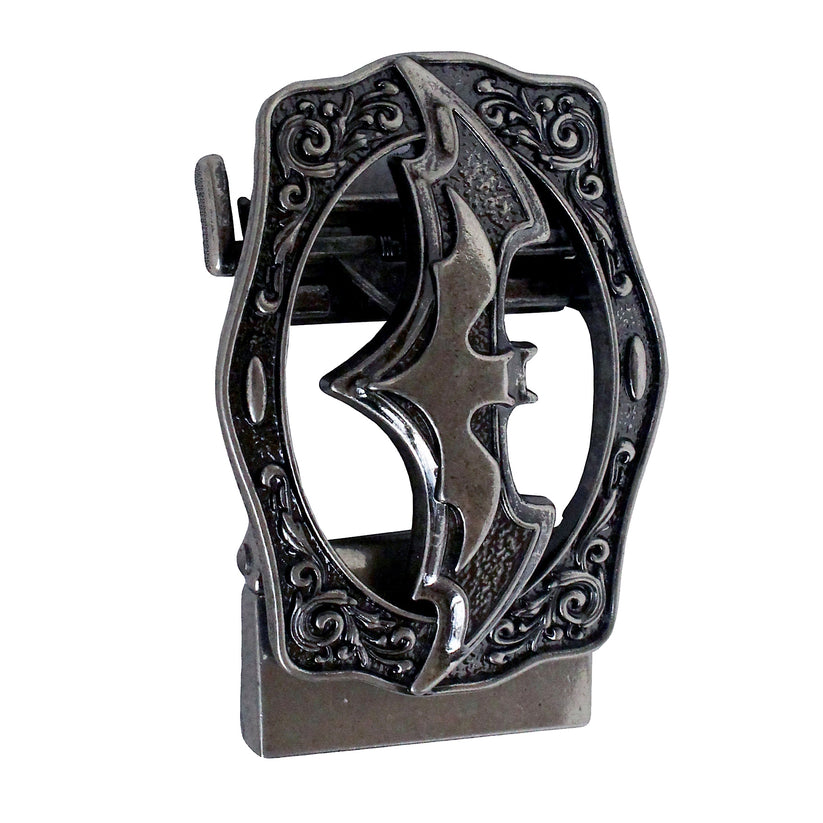 QHA Mens Automatic Sliding Belt Buckle Antique Silver Bat Design - QHA UK