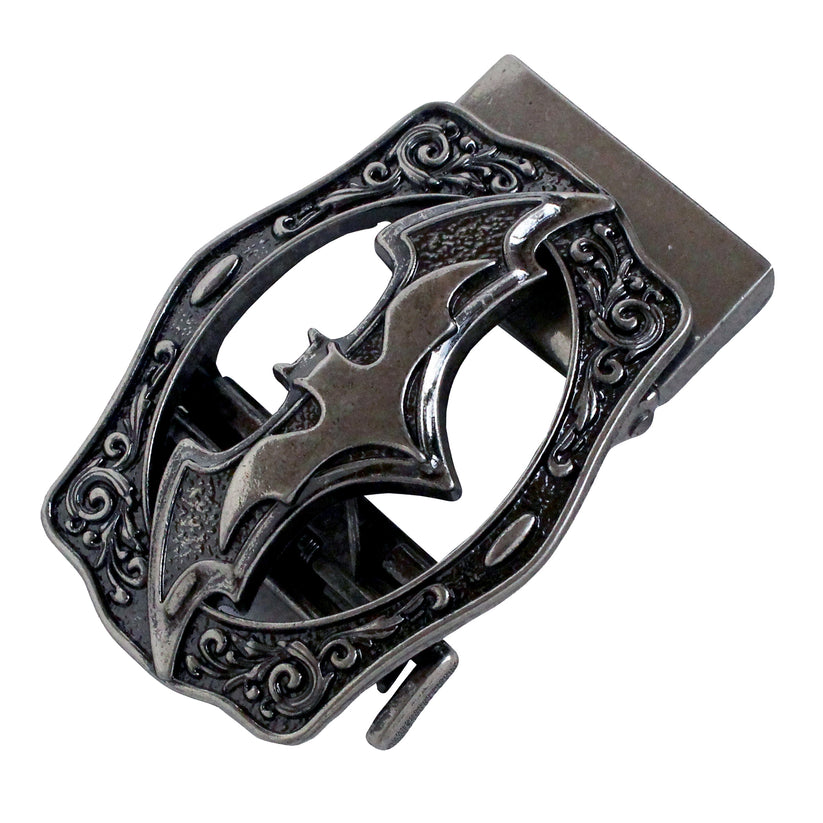 QHA Mens Automatic Sliding Belt Buckle Antique Silver Bat Design - QHA UK