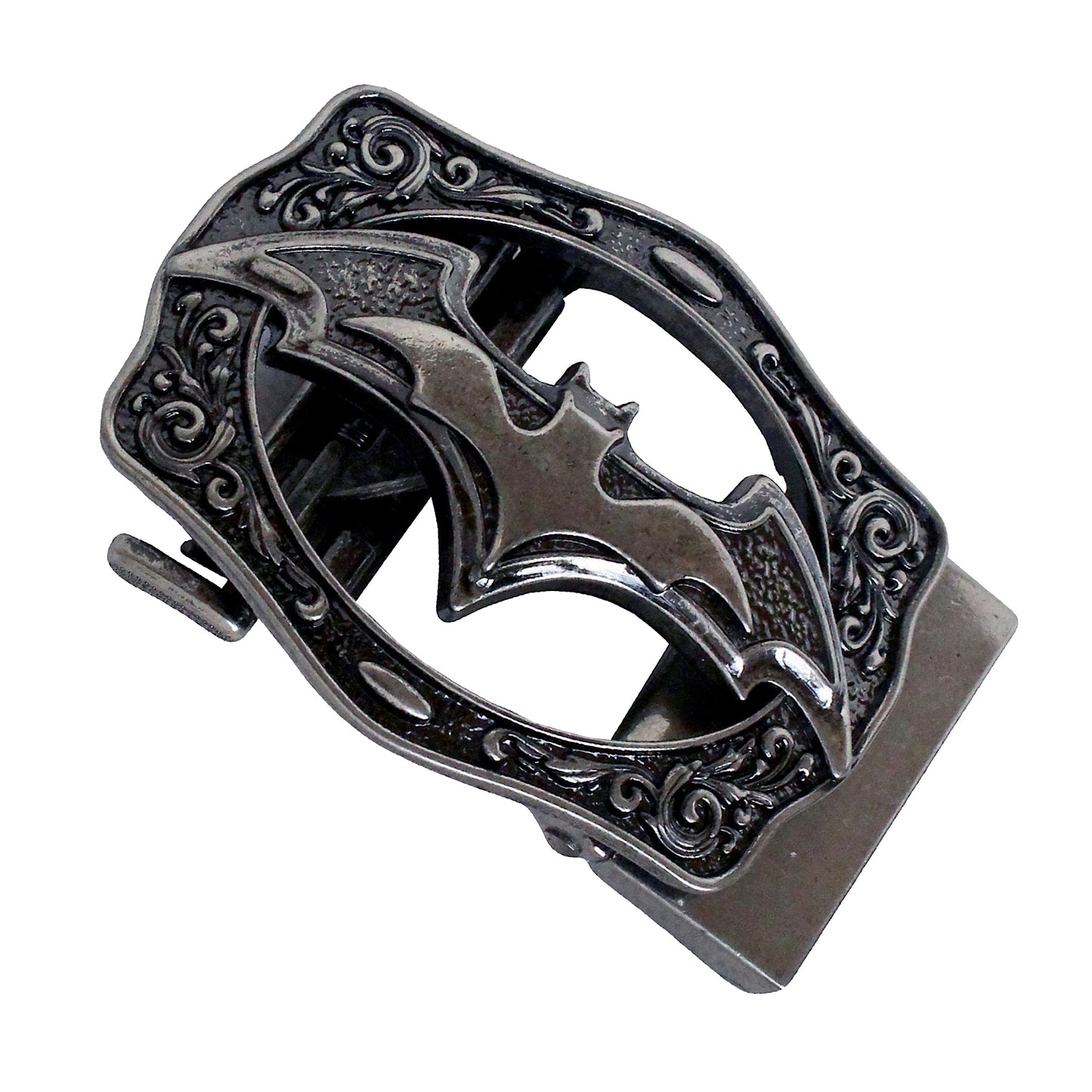 QHA Mens Automatic Sliding Belt Buckle Antique Silver Bat Design - QHA UK