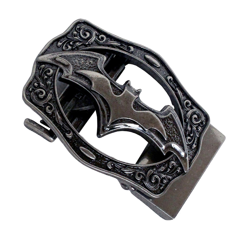 QHA Mens Automatic Sliding Belt Buckle Antique Silver Bat Design - QHA UK