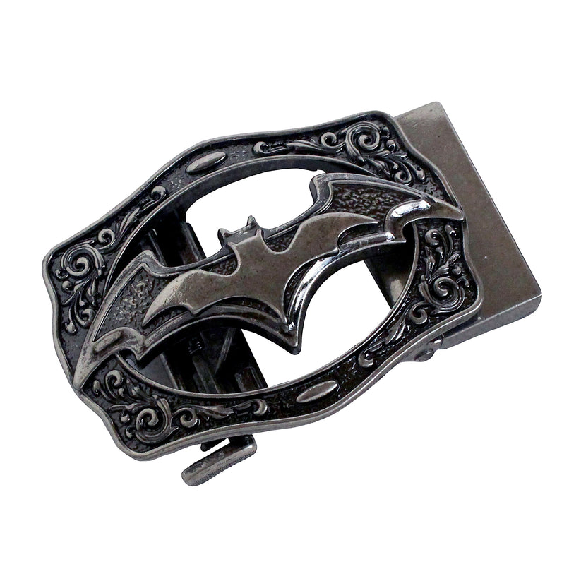 QHA Mens Automatic Sliding Belt Buckle Antique Silver Bat Design - QHA UK