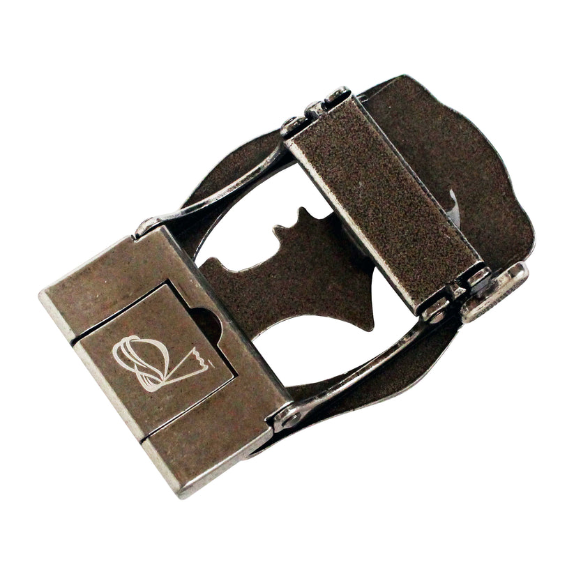 QHA Mens Automatic Sliding Belt Buckle Antique Silver Bat Design - QHA UK