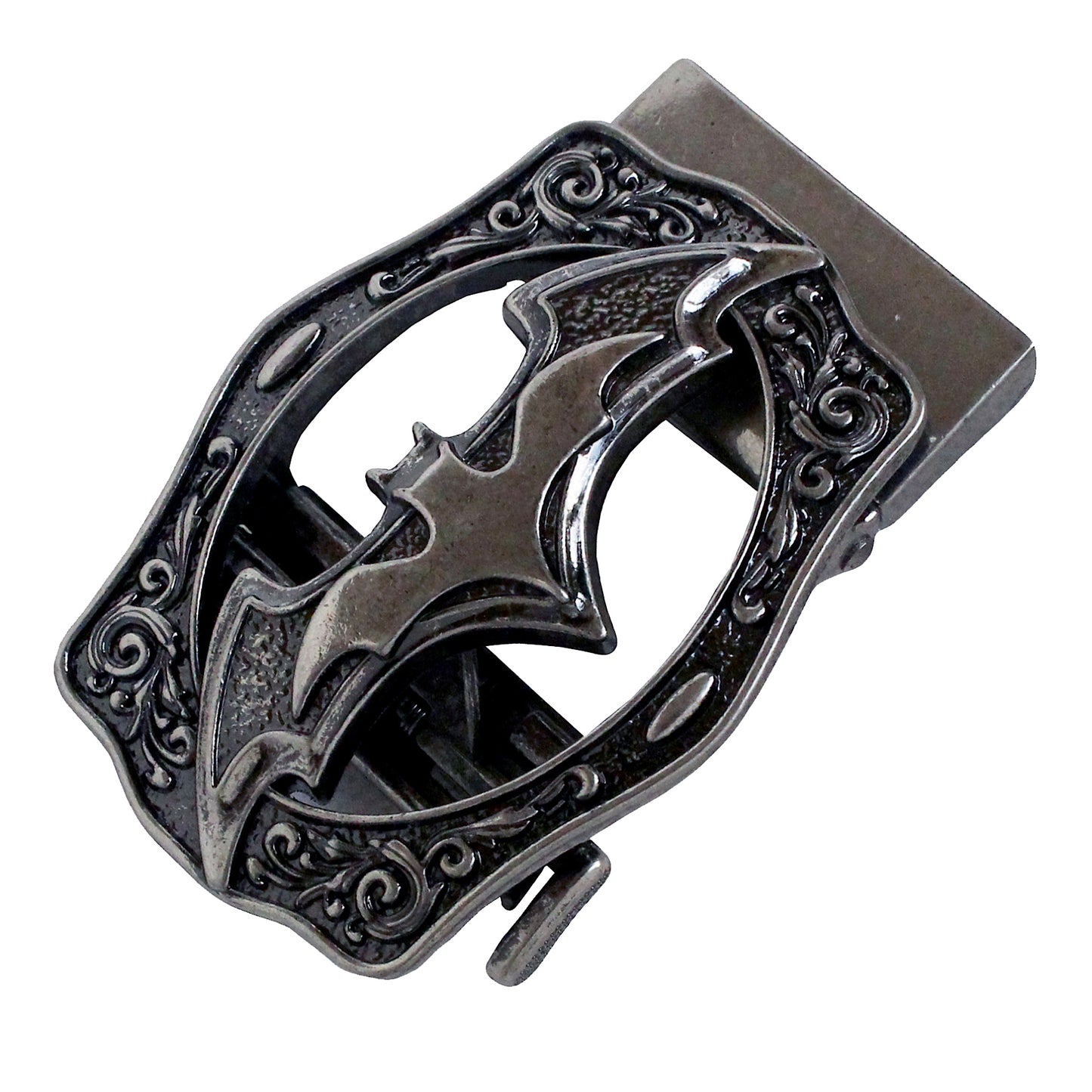 QHA Mens Automatic Sliding Belt Buckle Antique Silver Bat Design - QHA UK