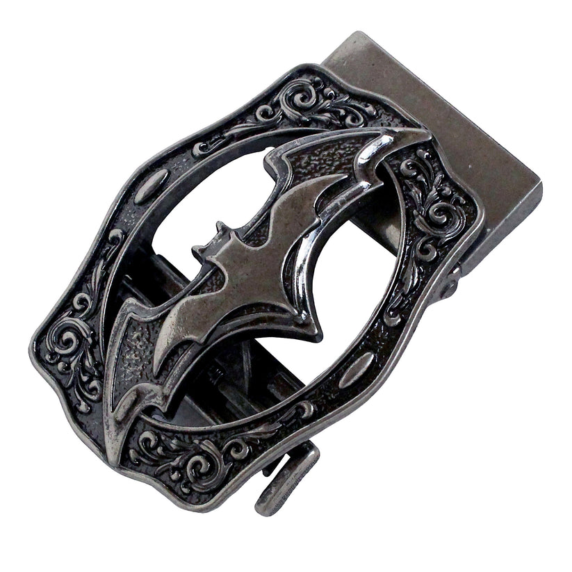 QHA Mens Automatic Sliding Belt Buckle Antique Silver Bat Design - QHA UK