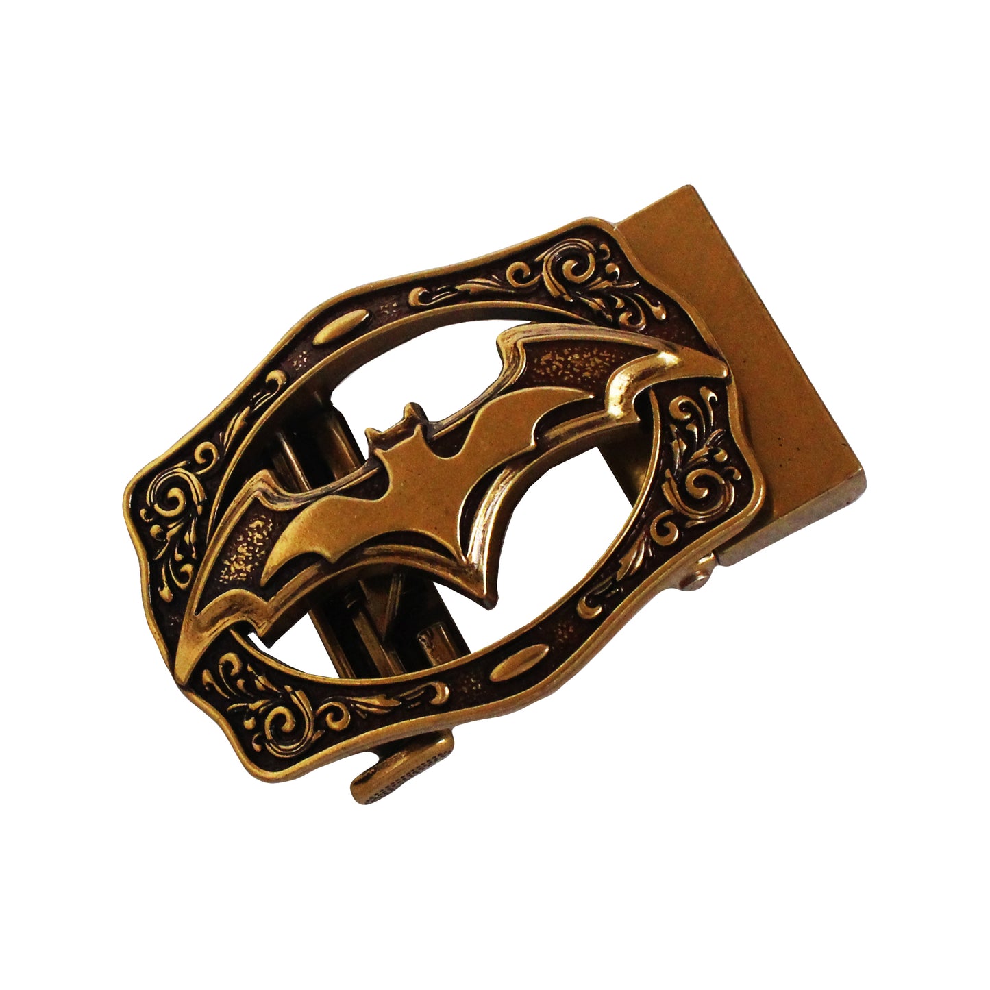 QHA Mens Automatic Sliding Belt Buckle Antique Gold Bat Design - QHA UK