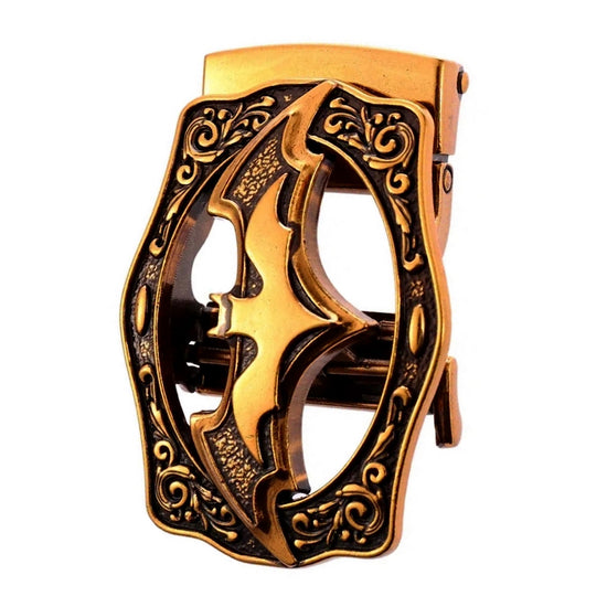 QHA Mens Automatic Sliding Belt Buckle Antique Gold Bat Design - QHA UK
