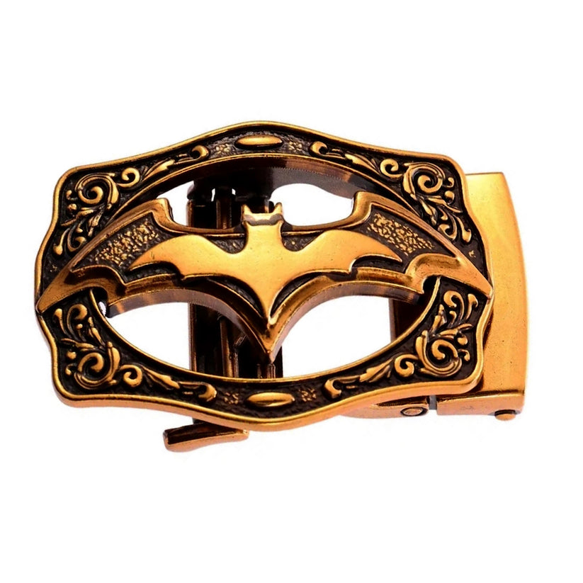 QHA Mens Automatic Sliding Belt Buckle Antique Gold Bat Design - QHA UK
