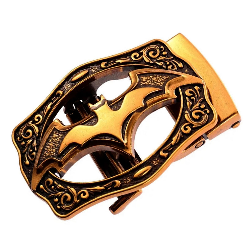 QHA Mens Automatic Sliding Belt Buckle Antique Gold Bat Design - QHA UK