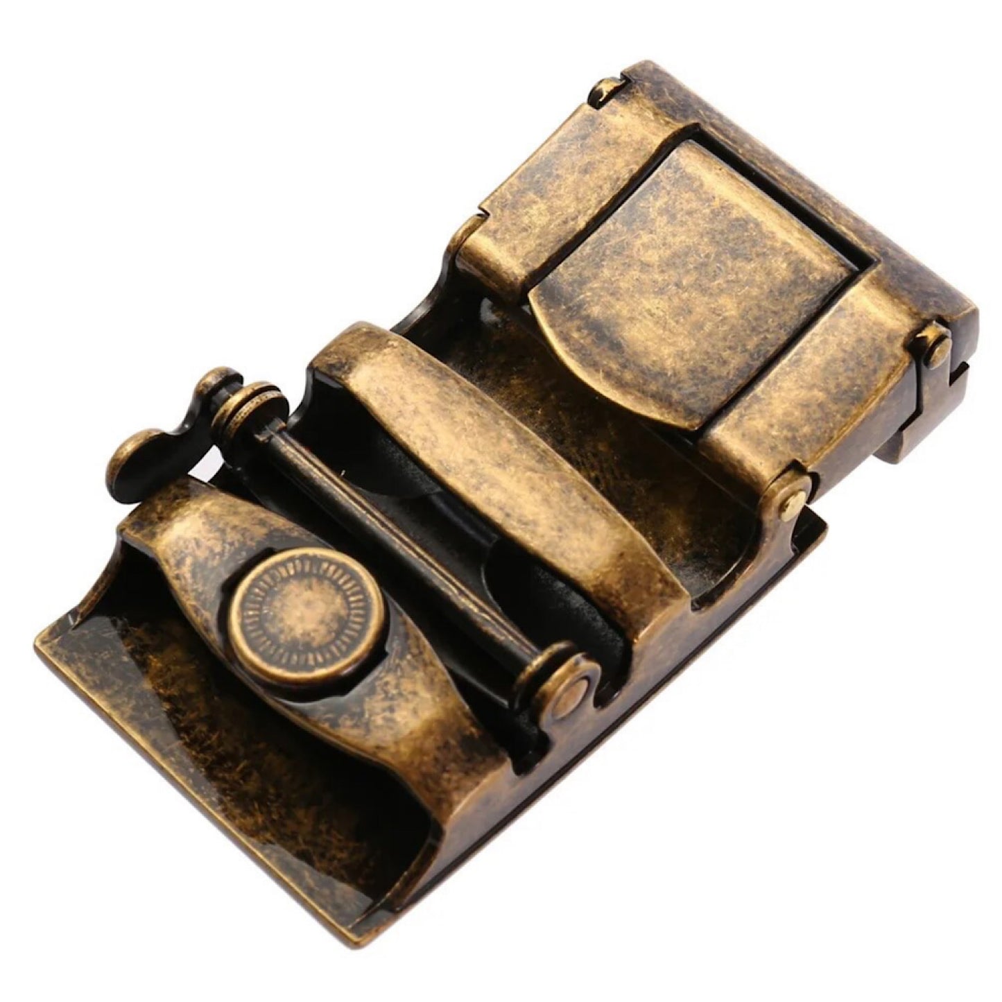 QHA Men’s Automatic Sliding Belt Buckle Antique Brass for 35mm - QHA UK