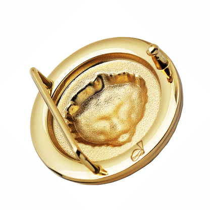 QHA Unisex Gold Lion Head Round Belt Buckle, Greek Key Border - QHA UK