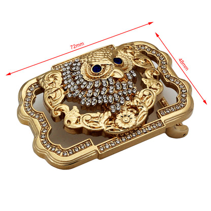 QHA Gold Owl Belt Buckle with Blue Eyes & Rhinestones Fits 38mm - QHA UK
