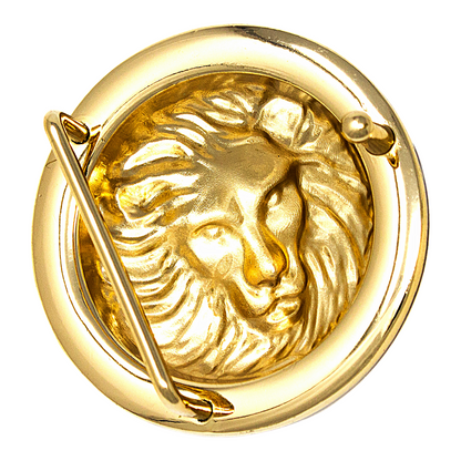 QHA Unisex Gold Lion Head Round Belt Buckle with Crystal B15 - QHA UK