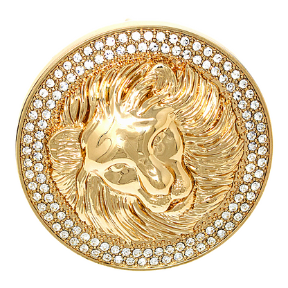 QHA Unisex Gold Lion Head Round Belt Buckle with Crystal B15 - QHA UK