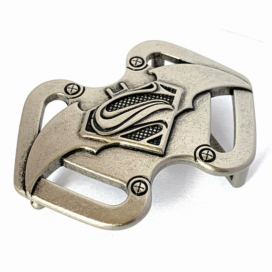 QHA Mens Antique Silver Batman Superman Hybrid Belt B16 - QHA UK