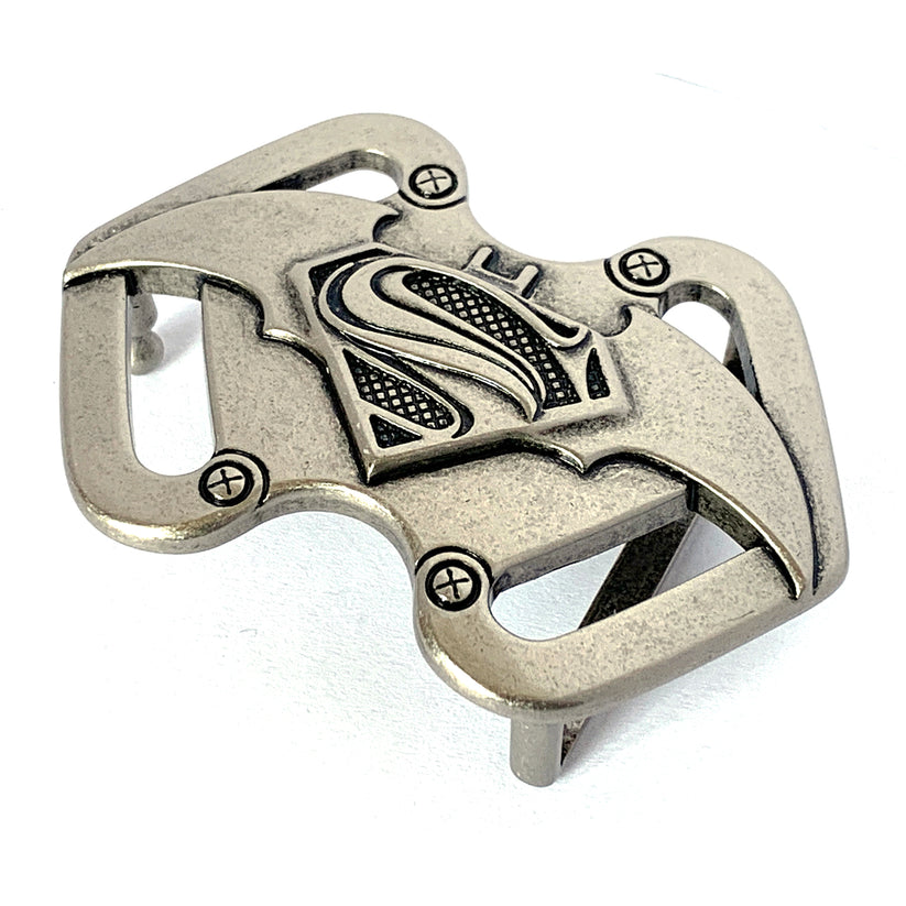 QHA Mens Antique Silver Batman Superman Hybrid Belt B16 - QHA UK